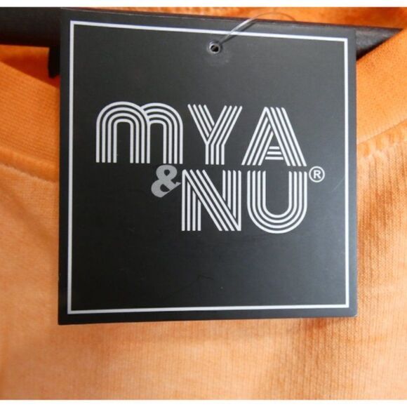 MYA &  NU New York Design Orange 2 Piece Short Sleeve and Short Pant Set Med - Picture 6 of 7